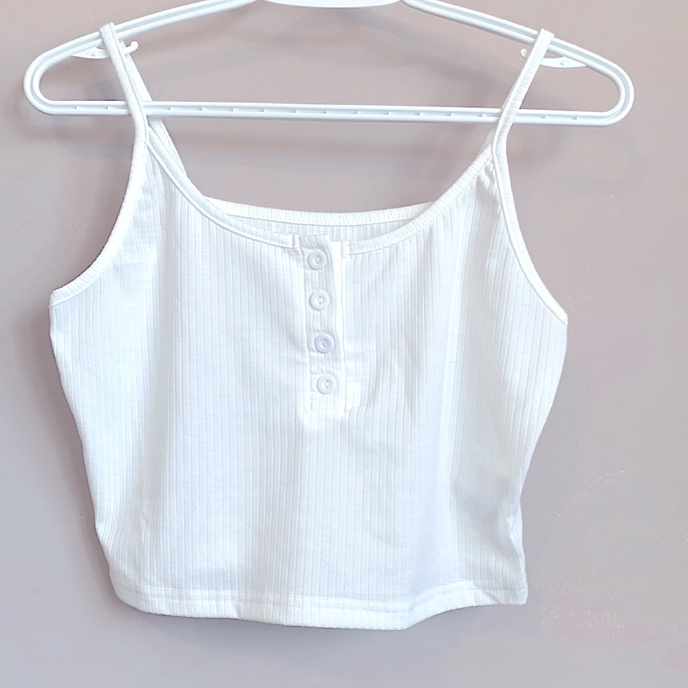 NWOT Button Up White Crop Top